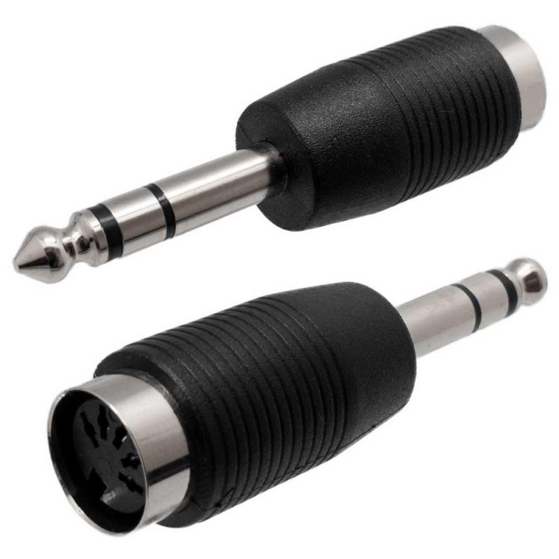 Adaptors | 3451 M/F Jack 6.4 mm To Din Connector Adapter Black Adaptors Adaptors