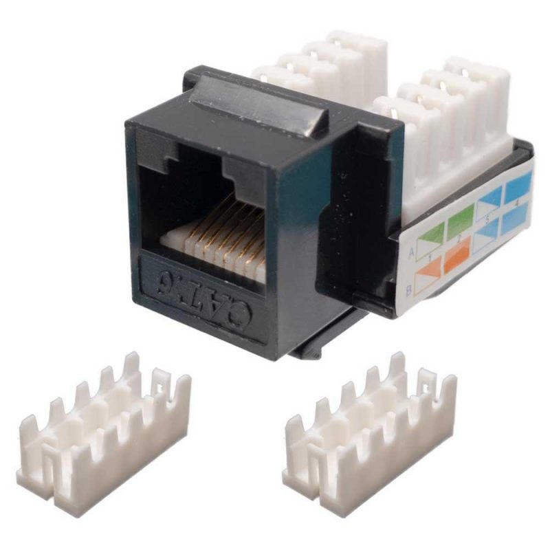 Adaptors | 3854N 90º CAT6 RJ45 Keystone Black / White Adaptors Adaptors