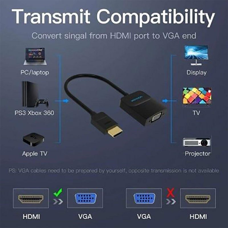 Adaptors | 42161 HDMI To VGA Adapter Black Adaptors Adaptors