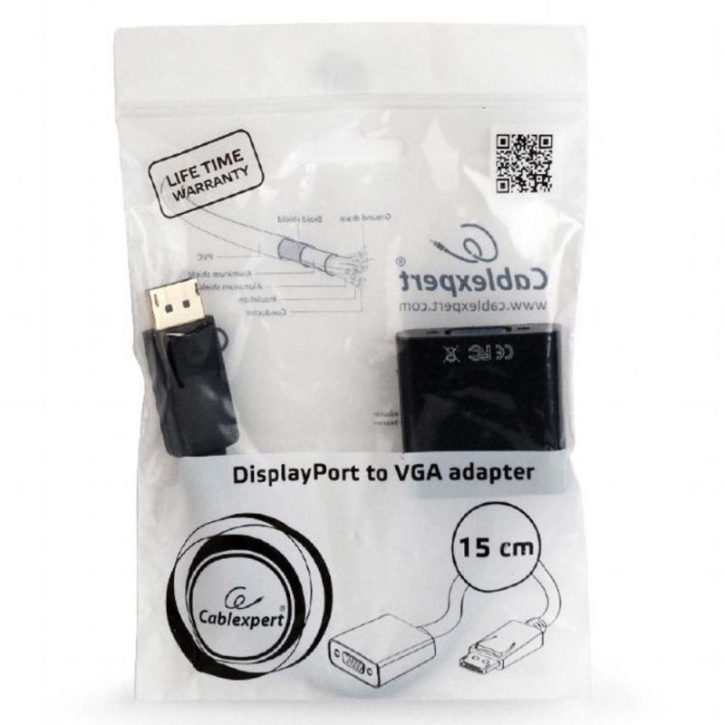 Adaptors | A-DPM-VGAF-02 DisplayPort To VGA M/F Adapter Black Adaptors Adaptors