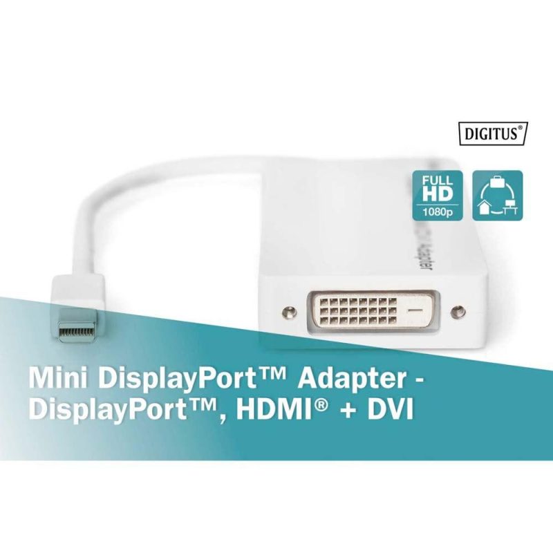 Adaptors | AK-340509-002-W HDMI+DVI HDMI To Mini DisplayPort Adapter White Adaptors Adaptors