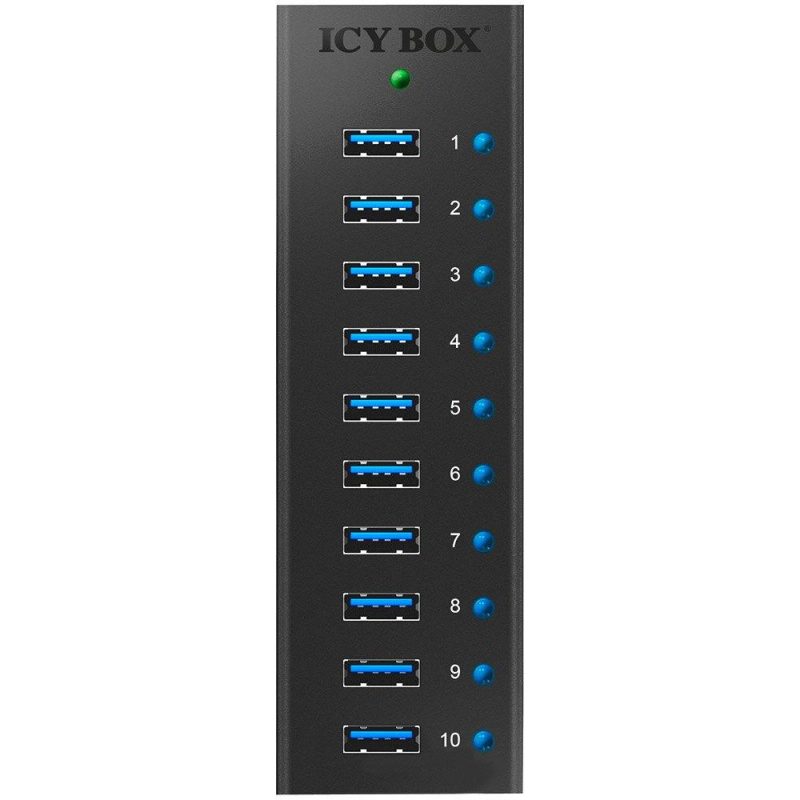 Adaptors | Icy Box IB-AC6110 10-Port USB 3.0 Hub Adapter Black Adaptors Adaptors