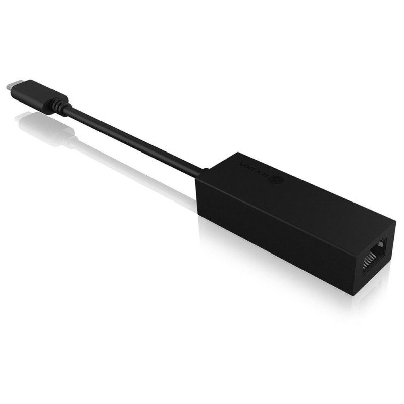 Adaptors | Icy Box USB C To Ethernet M/F Adapter Black Adaptors Adaptors