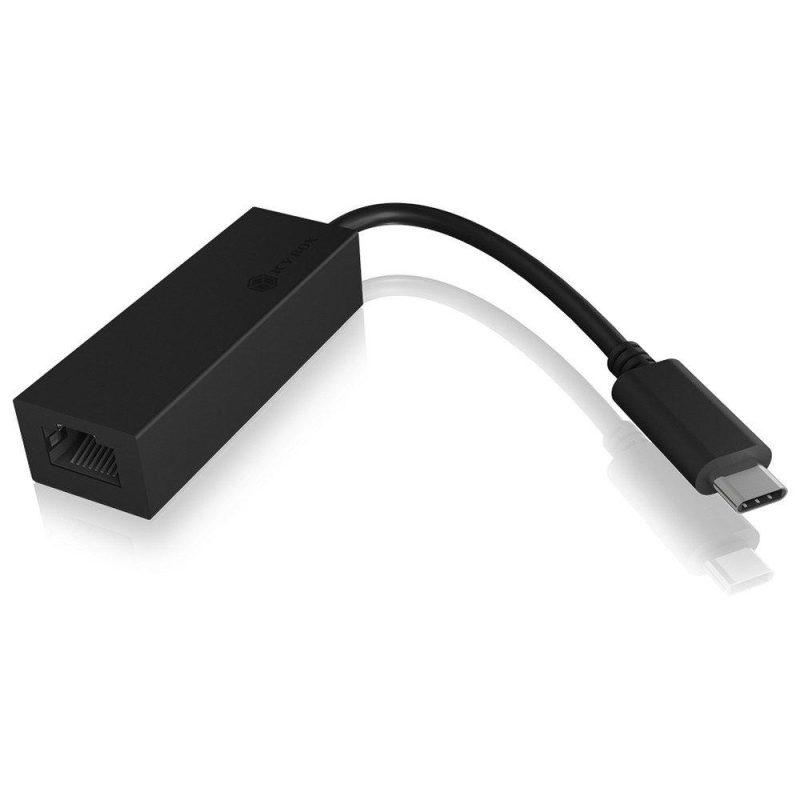 Adaptors | Icy Box USB C To Ethernet M/F Adapter Black Adaptors Adaptors