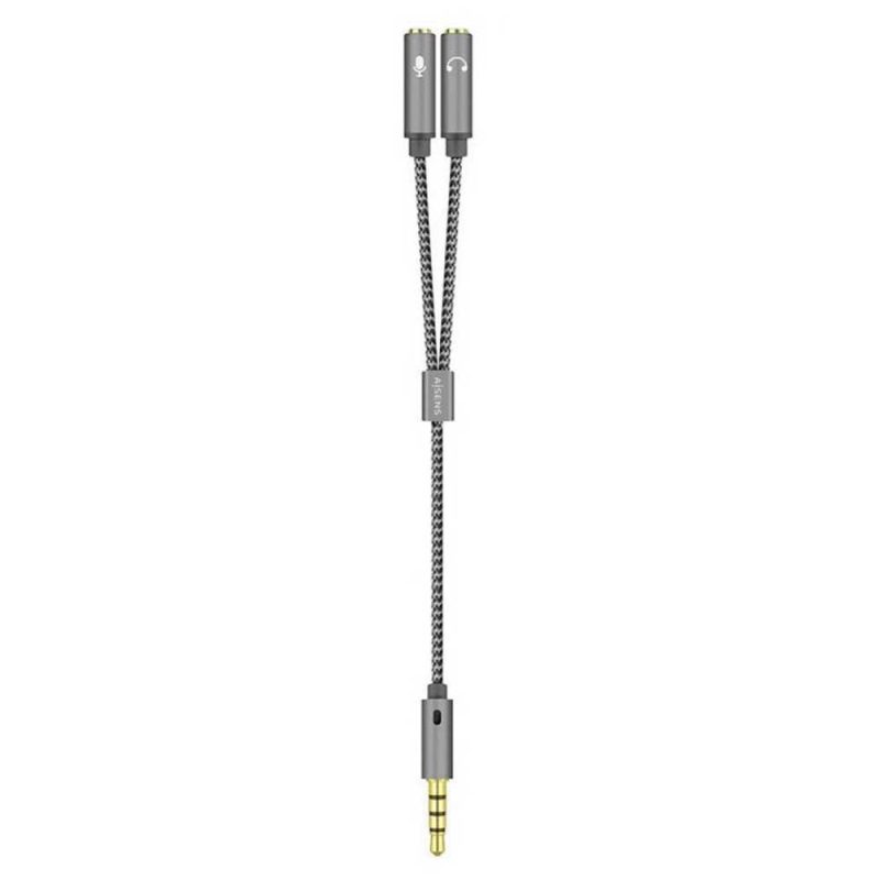 Adaptors | Jack 3.5 4 Pin M 2xJack 3.5 3 Pin H Audio Adapter 25 cm Grey Adaptors Adaptors