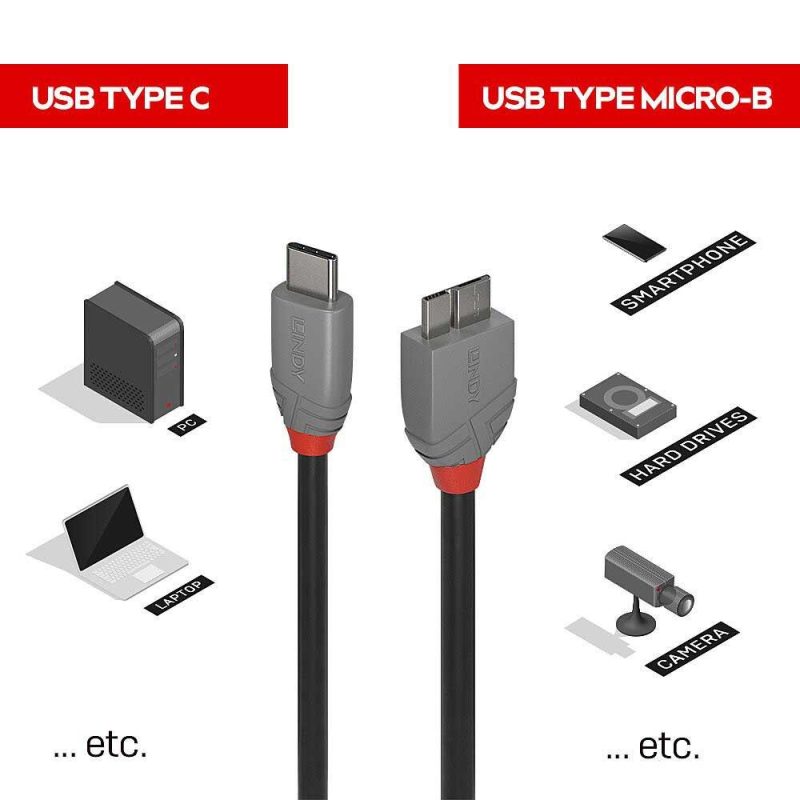 Adaptors | LINDY-36621 USB-C to micro USB adapter Black Adaptors Adaptors