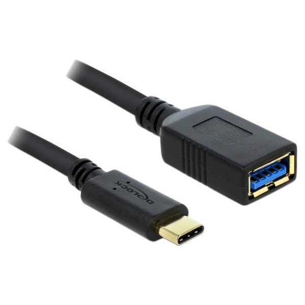 Adaptors | USB C To USB A 3.1 M/F Adapter 15 cm Black Adaptors Adaptors