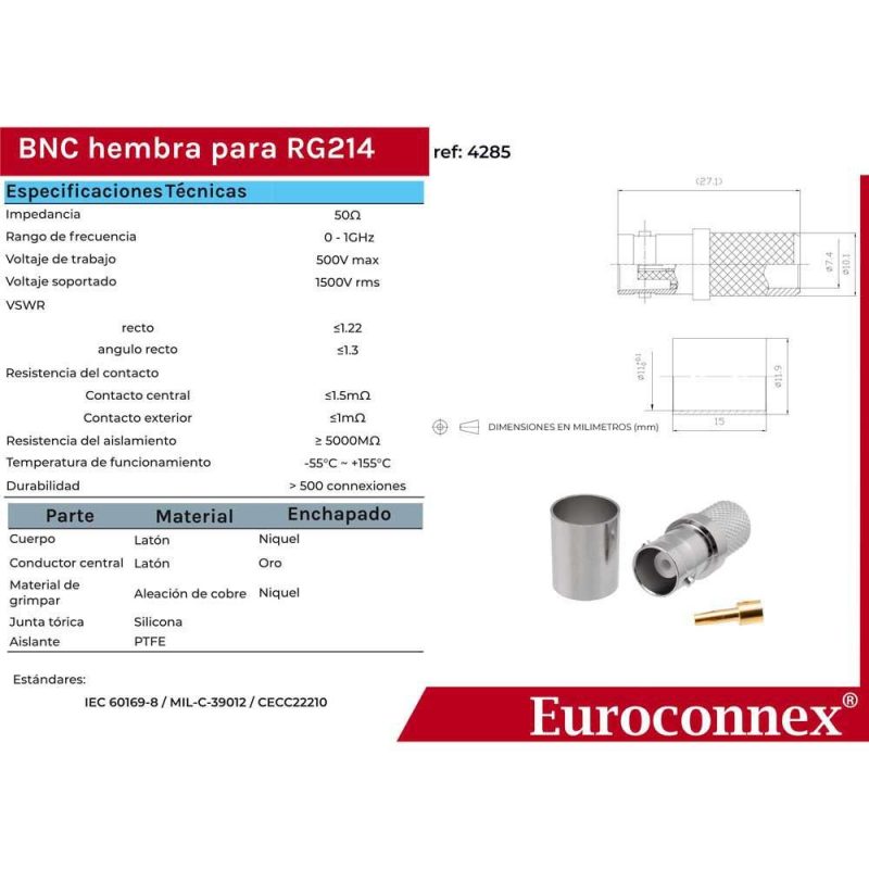 Audio and Video | Bnc Female Crimp RG214 Connector Silver Audio & Video Audio & Video