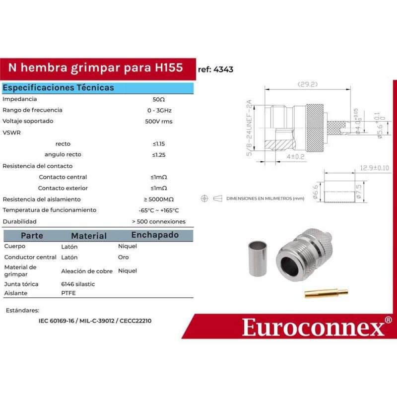 Audio and Video | H155 Female Crimp N Connector Silver Audio & Video Audio & Video