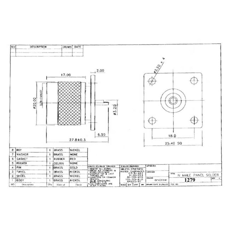 Audio and Video | Male Chasis Screw Type N Connector Silver Audio & Video Audio & Video