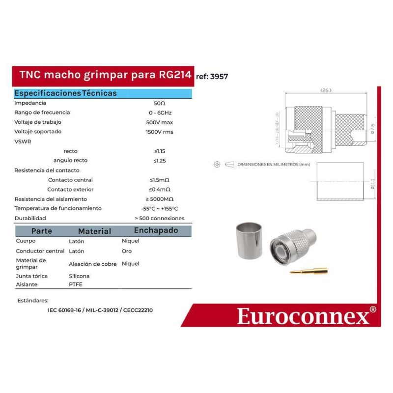 Audio and Video | Tnc Male Crimp Ptfe RG214 Connector Silver Audio & Video Audio & Video