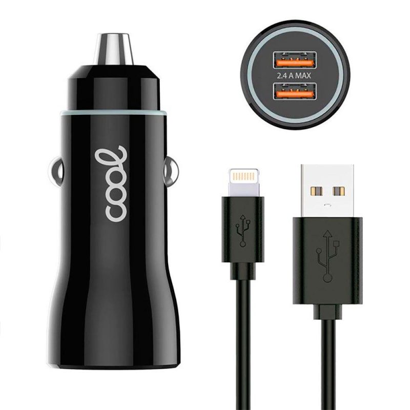 Chargers | 2xUSB Lightning Car Charger Black Car Electronic Devices Black