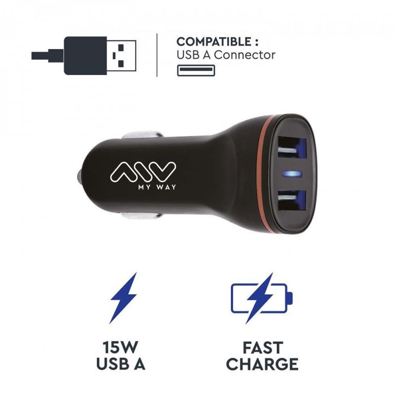 Chargers | 3.1A Car Charger Black Car Electronic Devices Black