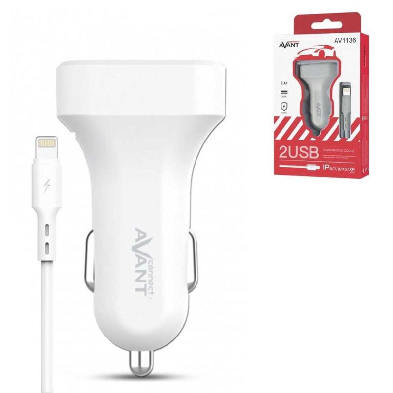 Chargers | AV1136 car charger with lightning cable Black Car Electronic Devices Black