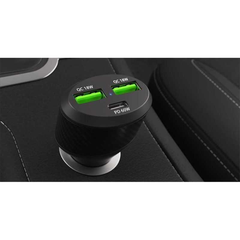 Chargers | Coney 2xUSB 1xUSB-C 48W Car Charger Black Car Electronic Devices Black