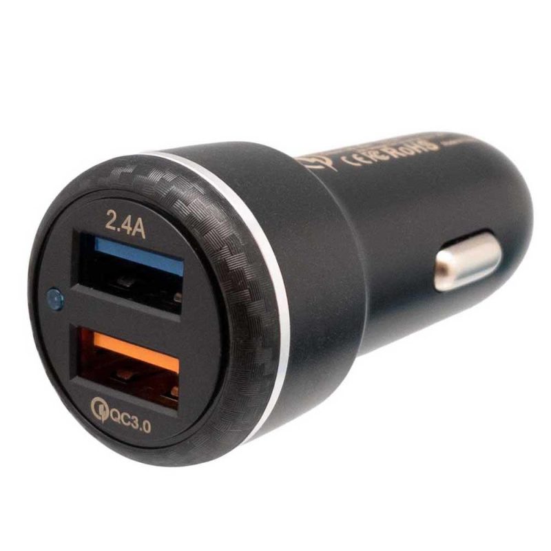 Chargers | QC 3.0 Car Charger Black Car Electronic Devices Black