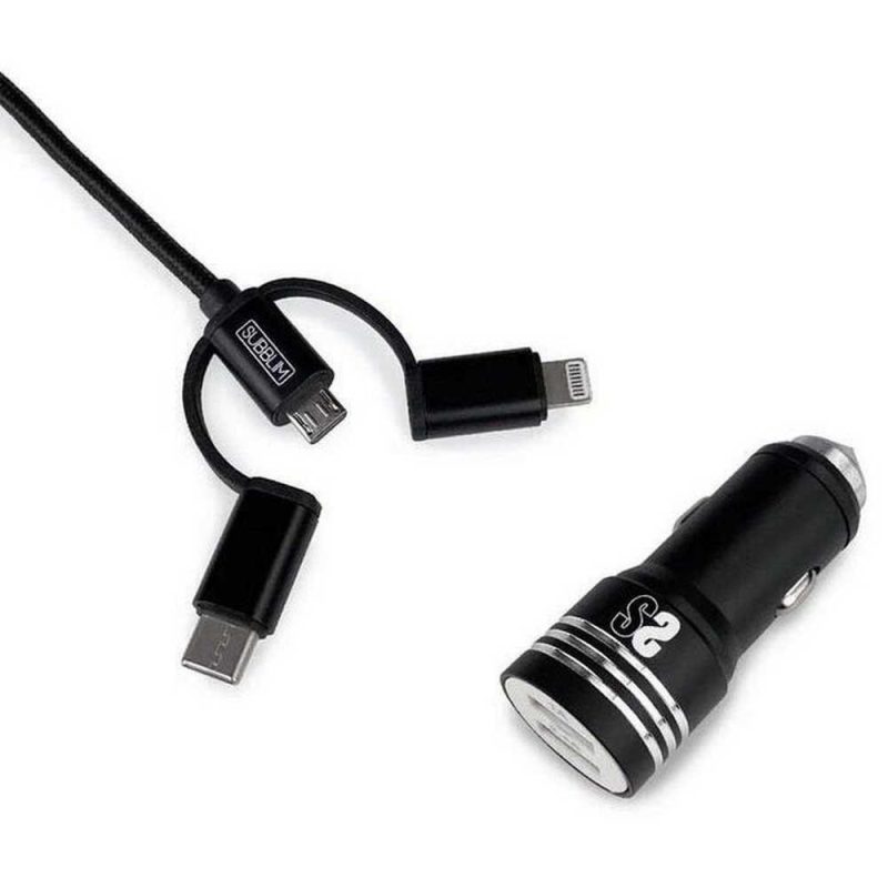 Chargers | SUB-CHG-4CC002 3 In 1 12W Car Charger Black Car Electronic Devices Black