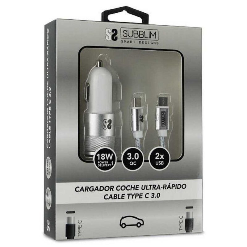 Chargers | SUB-CHG-5CPD01 Car Charger Silver Car Electronic Devices Chargers