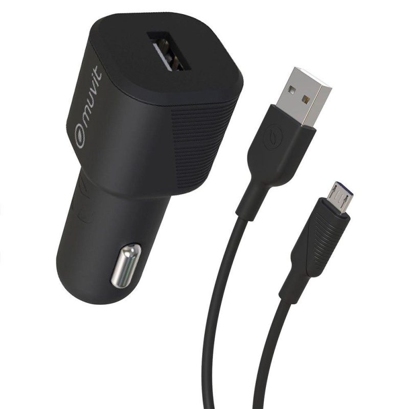 Chargers | USB 2.4A 12W Charger+Micro USB Cable 2.4A 1.2 m Black Car Electronic Devices Black