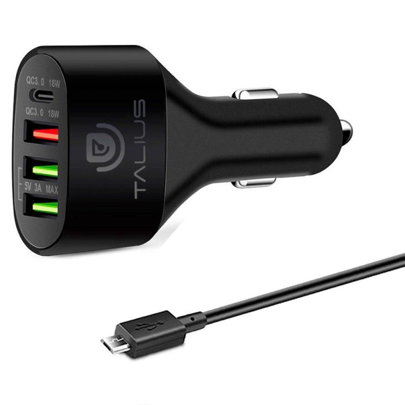 Chargers | USB-C/USB 3.0 Car Charger Black Car Electronic Devices Black