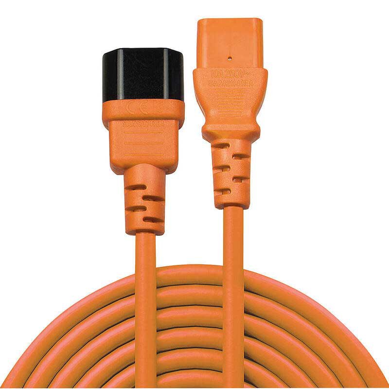 Electrical Power Cables | C14 To C13 Extension Power Cord 2 m Orange Cables Electrical Power Cables