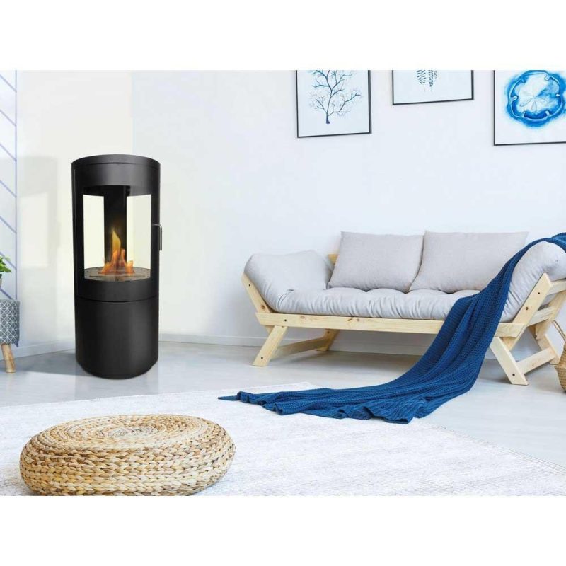 Stoves | Bestfire View Ethanol Fireplace Tower Black Climatization Black