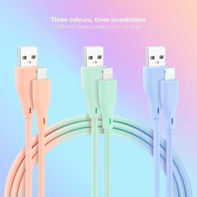 USB Cables | 10.10.0401-A1 USB-A To Lightning Cable 1 m 3 units Multicolor Cables Multicolor