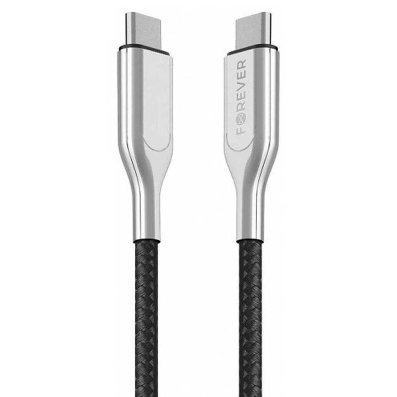 USB Cables | Core Ultra Fast PD 60W 1.5 m USB-C Cable Silver / Black Cables Black