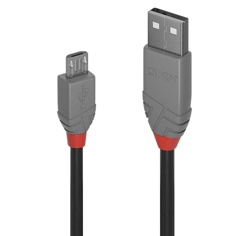 USB Cables | Micro USB Cable 0.5 m Grey / Black / Red Cables Black