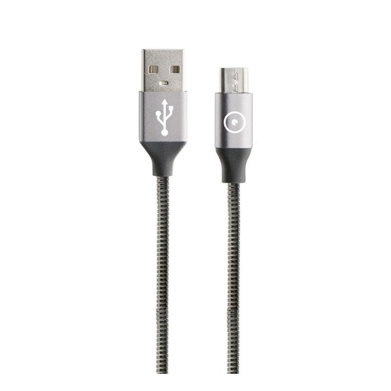 USB Cables | USB Cable To Micro USB Metal Flexible 2A 1.2 m Grey Cables Grey