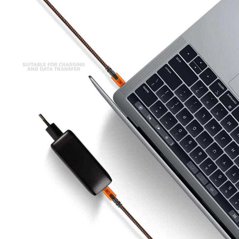 USB Cables | Xtreme USB-C Cable 1.5 m Orange / Black Cables Black