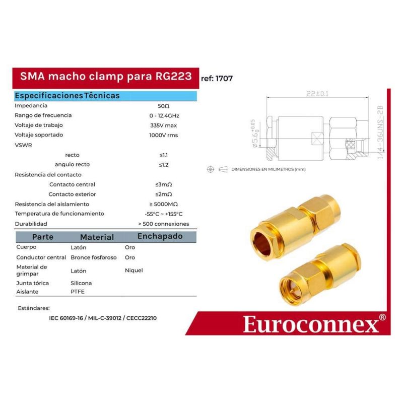 Audio and Video | Sma Male Weld Dorado RG223 Connector Gold Audio & Video Audio & Video